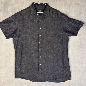 Rodd & Gunn Mens XL Charcoal 100% Italian Linen Short Sleeve Button Up Shirt